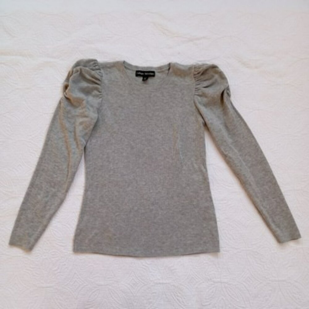 Set Gray Puff Sleeve Sweater & Ann Taylor LOFT Black Silk Cardigan Womens - Picture 2 of 16